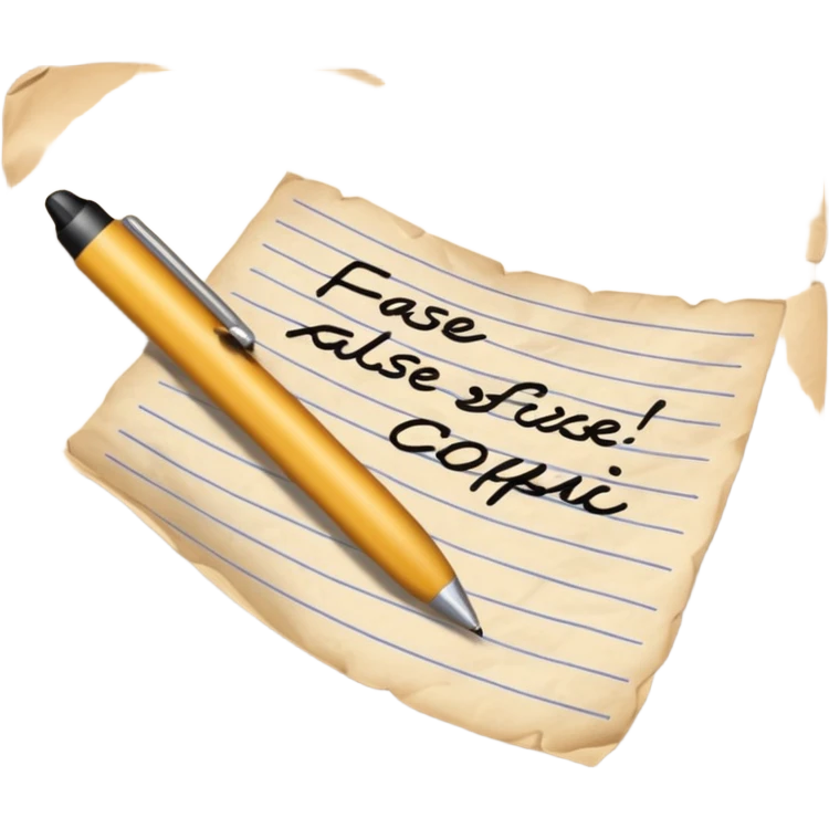 a hand writing 'false' on a piece of paper emoji