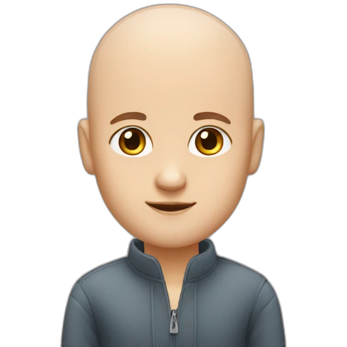Almost bald man with girl emoji