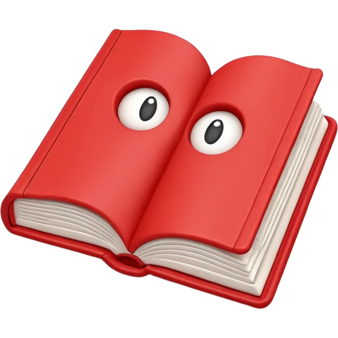3D red open book made of plasticine emoji