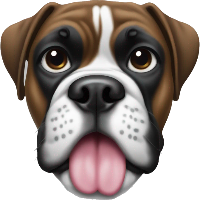 black and white boxer dog face with tongue sticking out emoji