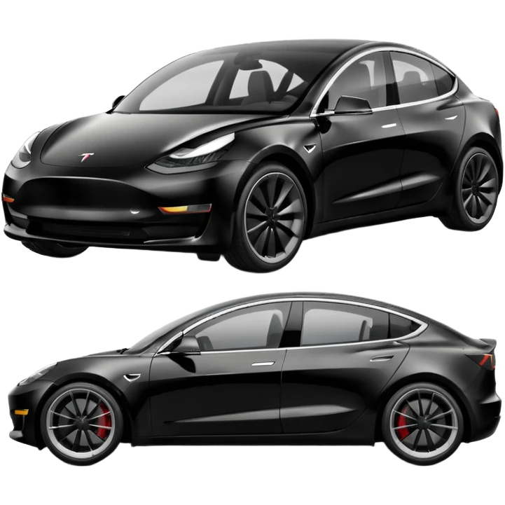 tesla model 3 performance preto com puxadores das portas pretos e rodas com jantes cinzentas  emoji