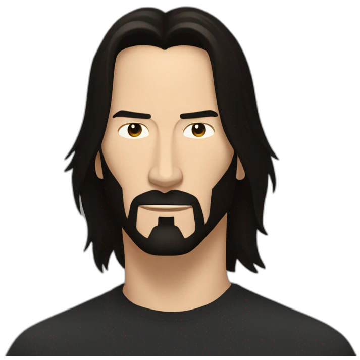 Keanu reeves with long hair and five o’clock shadow emoji