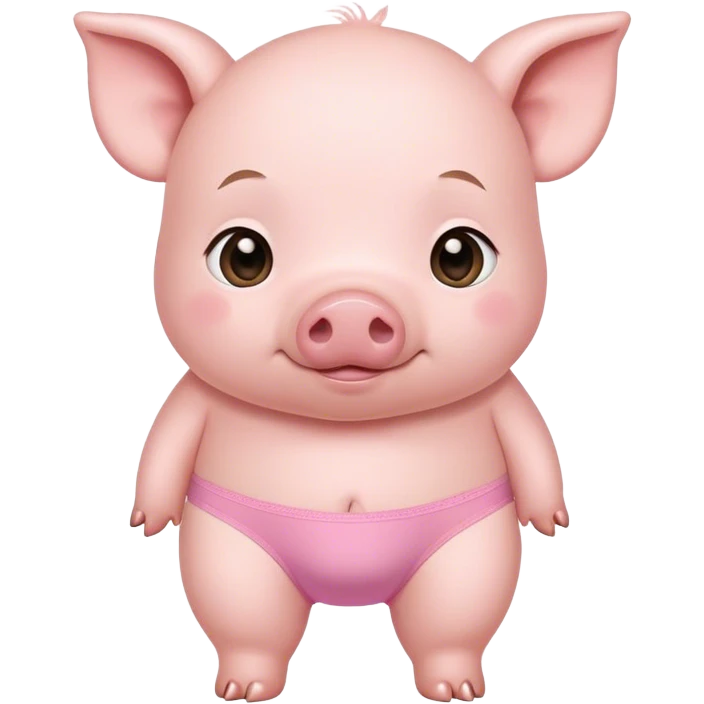 Сute baby pig, large chest, in small pink underwear   emoji