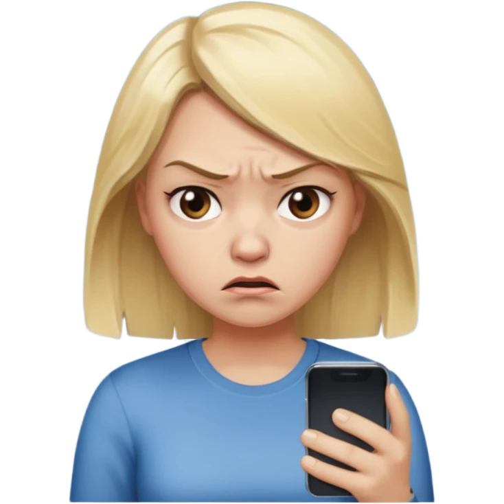 Sad blonde woman who hates her bitch ass phone  emoji