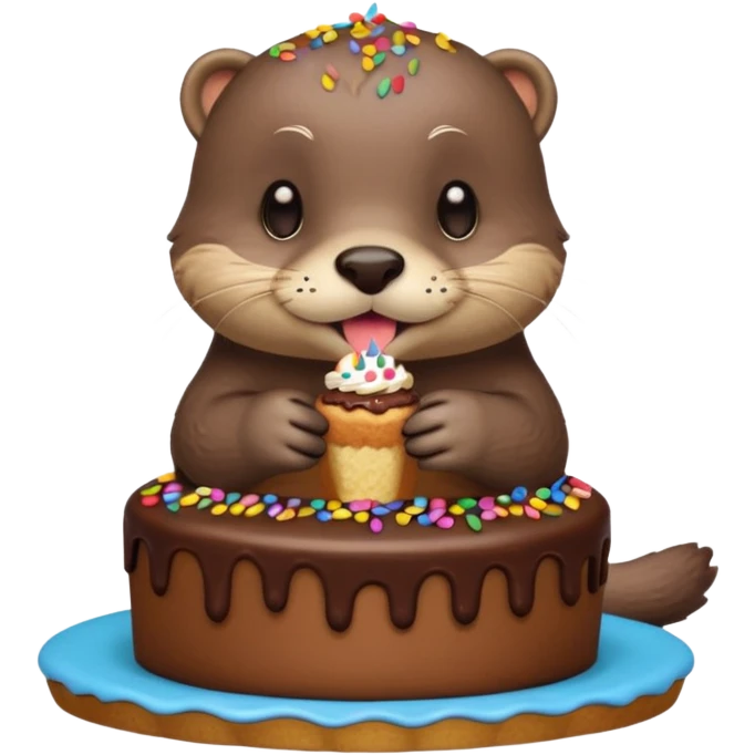 otter eating cake emoji