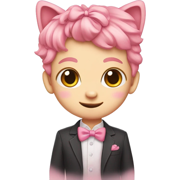 pink cats boy lovers with bow cute  emoji