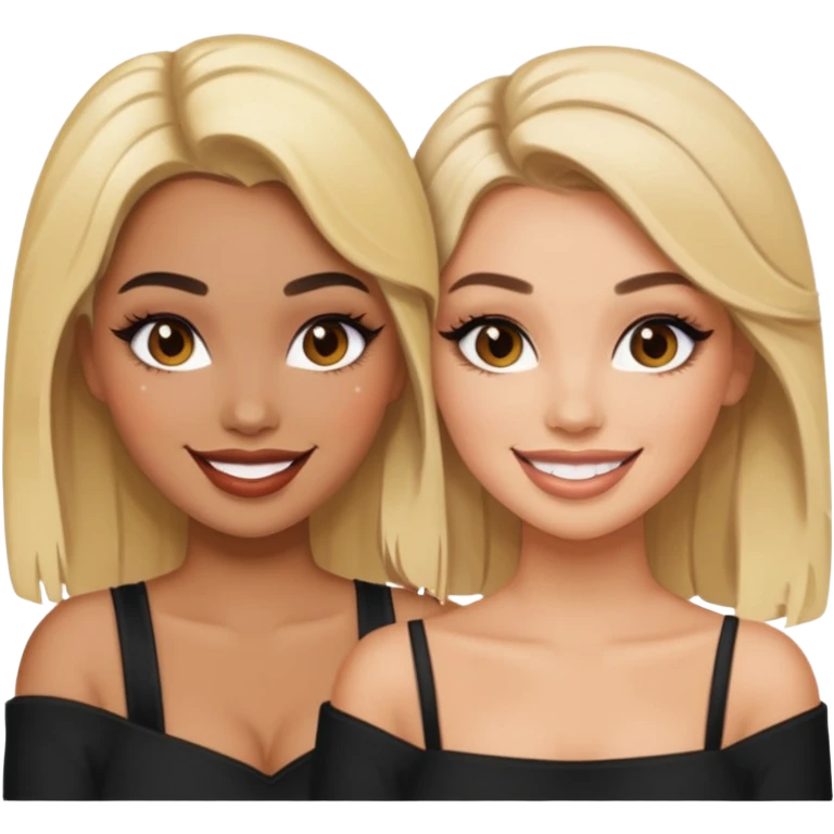 Boujy baddie best friends blonde and brunette, trendy heavy makeup emoji