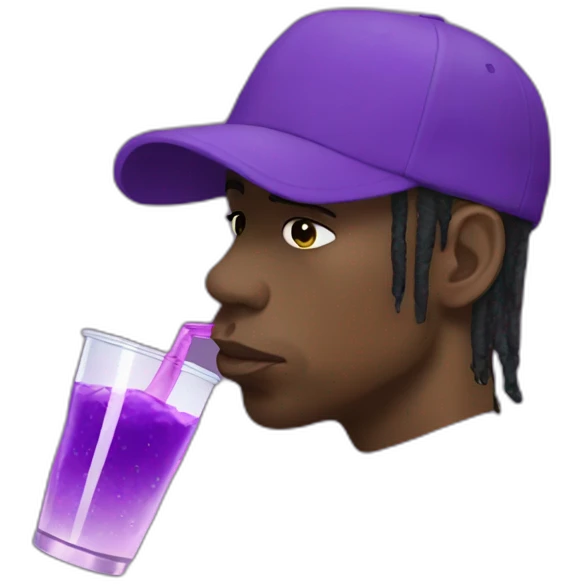 Travis Scott sipping purple soda emoji