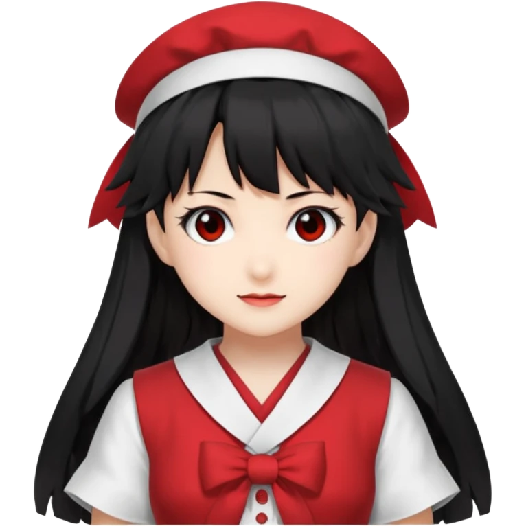 an emoji of reimu hakurei from touhou project looking at the front emoji