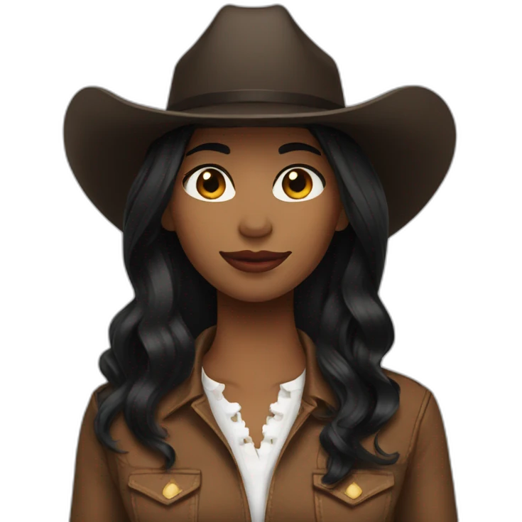cowgirl black straight hair emoji