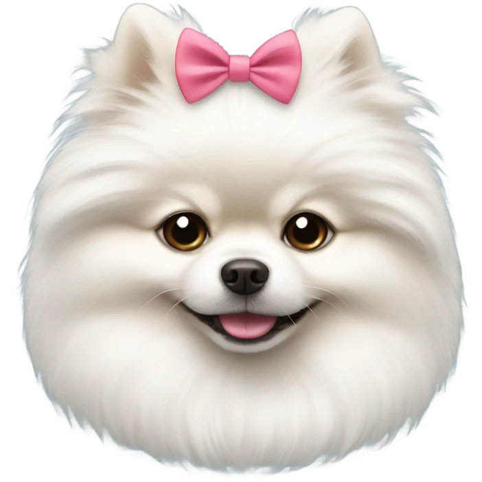 white pomeranian with a bow emoji