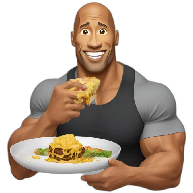 Dwayne Johnson comiendo emoji