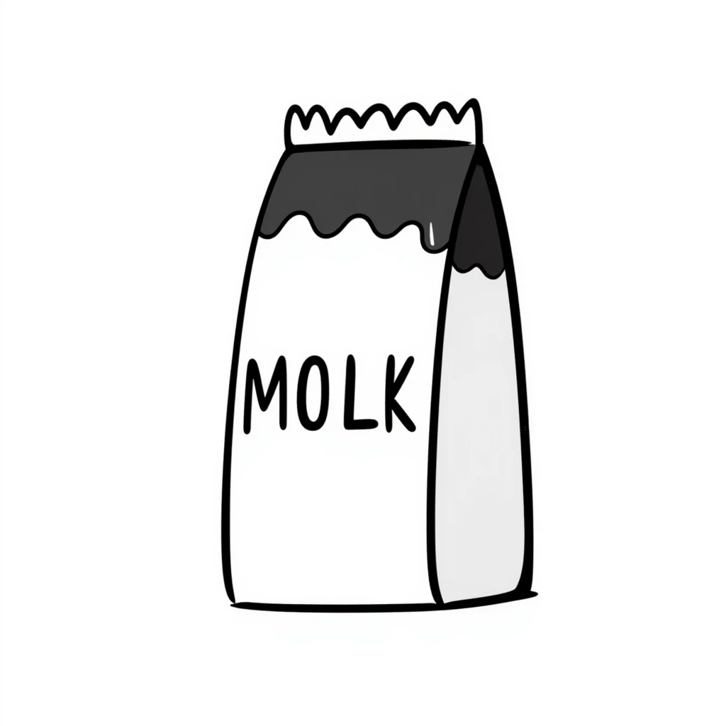 hand-drawn doodle of a milk carton emoji