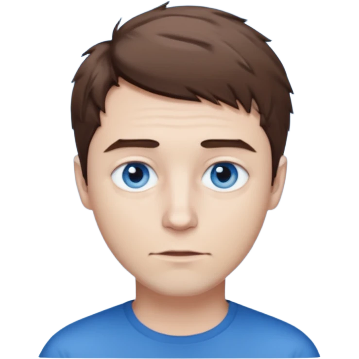 Create an emoji of a man with white skin and short brown but slightly messy hair emoji