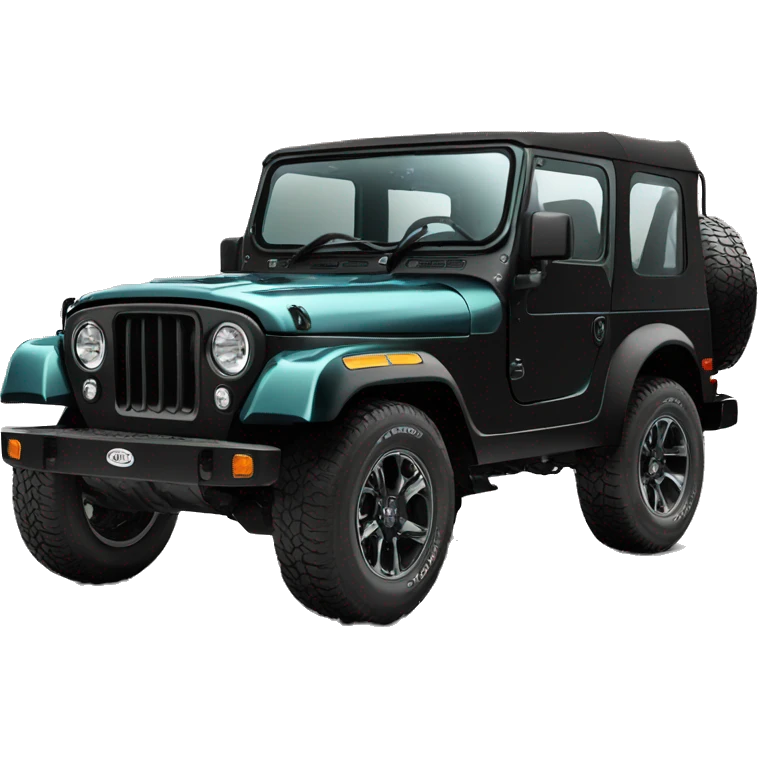 Mahindra thar aquamarine color black top emoji