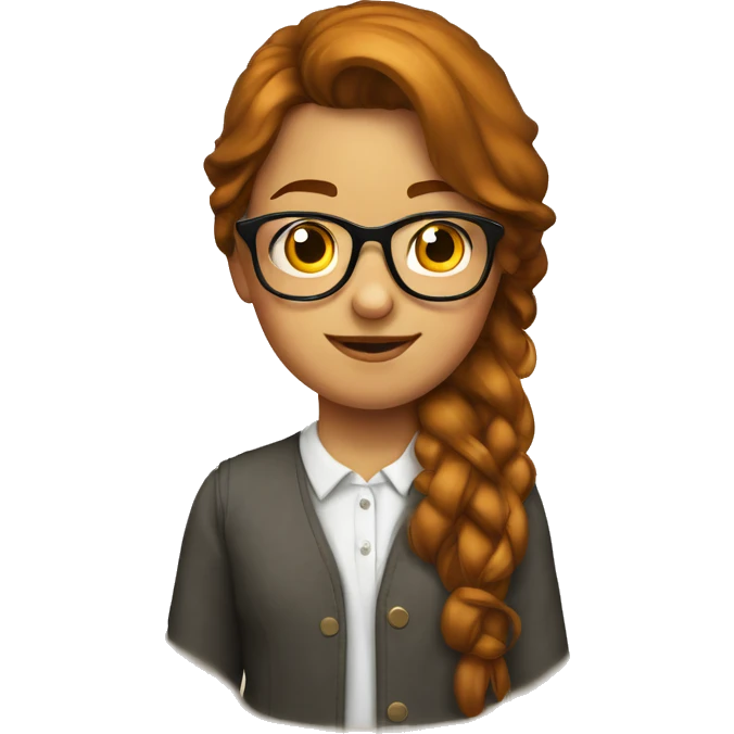 Nerd betweter meisje met bruin haar emoji