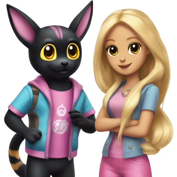 Umbreon and evee playing barbie emoji