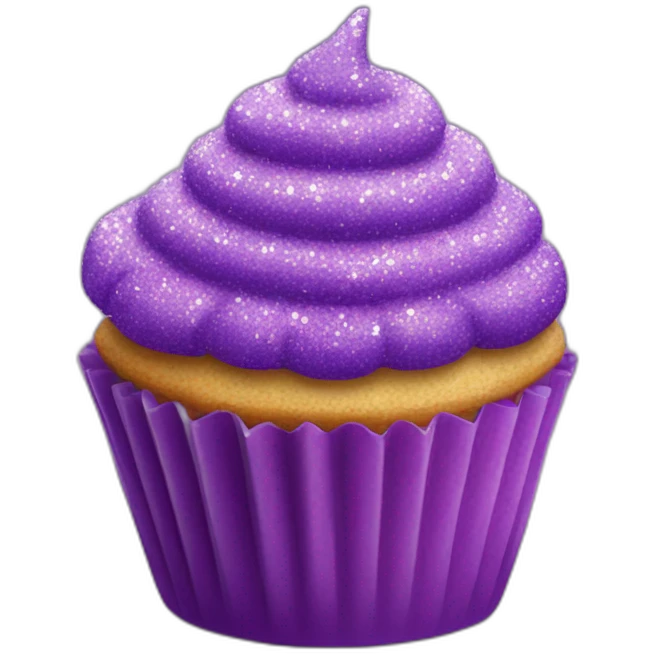 Happy purple glittery cupcake  emoji