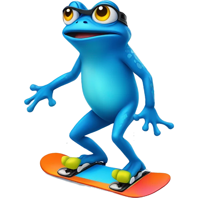 Blue frog on a snowboard  emoji