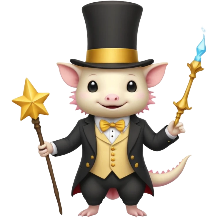 light yellow axolotl with magician hat emoji