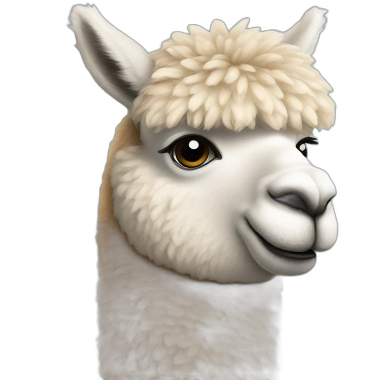 alpaca checking out emoji