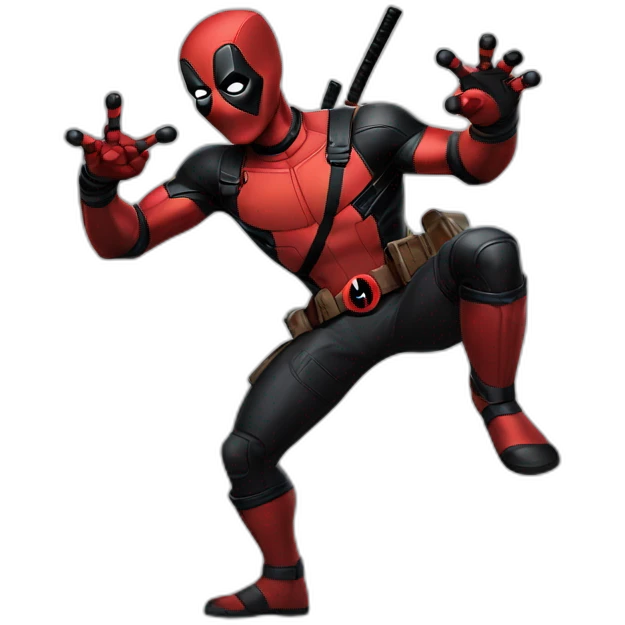 Dead pool standing pose with one hand up, marvel emoji