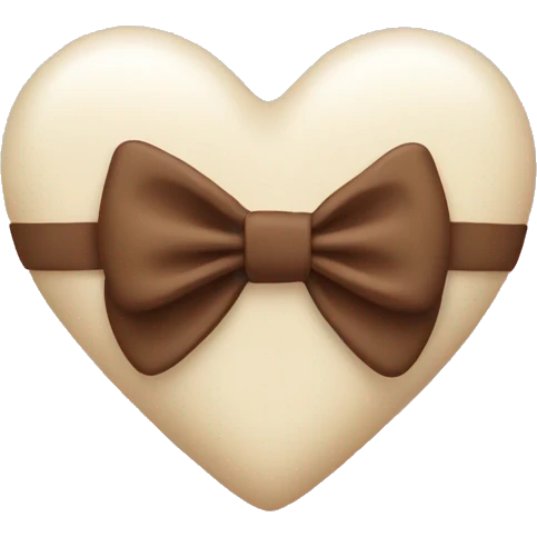 Cream heart with brown bow  emoji