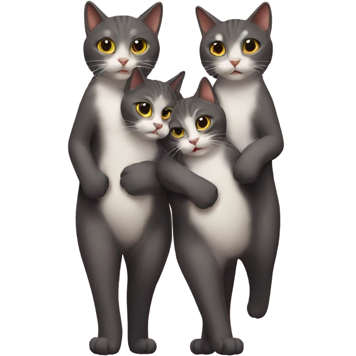 Four cats holding hands emoji