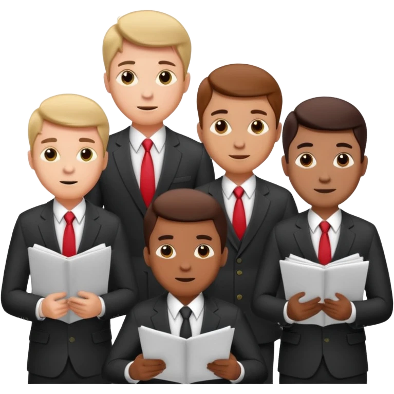 5 mens in business suits studying papers emoji