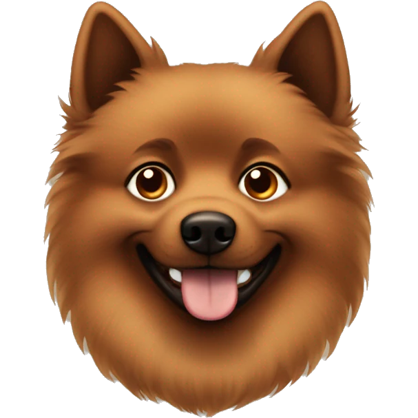 Brown big Spitz with dark brown freckles all over his face.  emoji