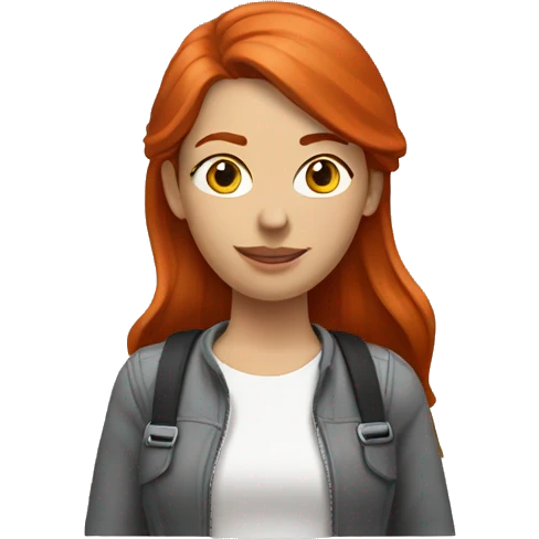 red haired young woman going on a long drive emoji