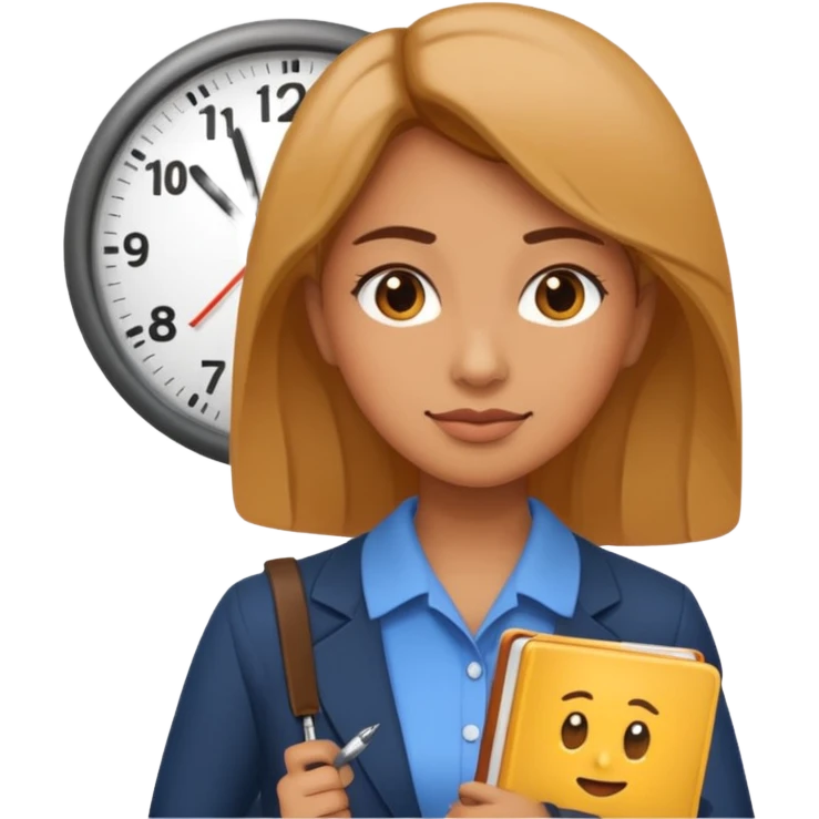 new emoji Be right back meeting time emoji female add clock and notebook emoji
