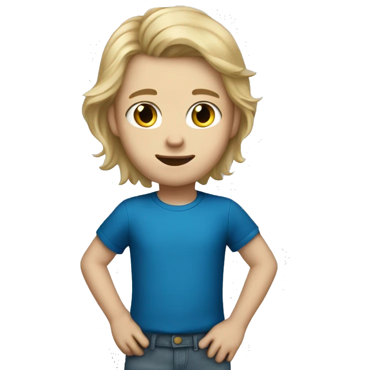 kid with dirty blonde hair, white skin and blue yes emoji
