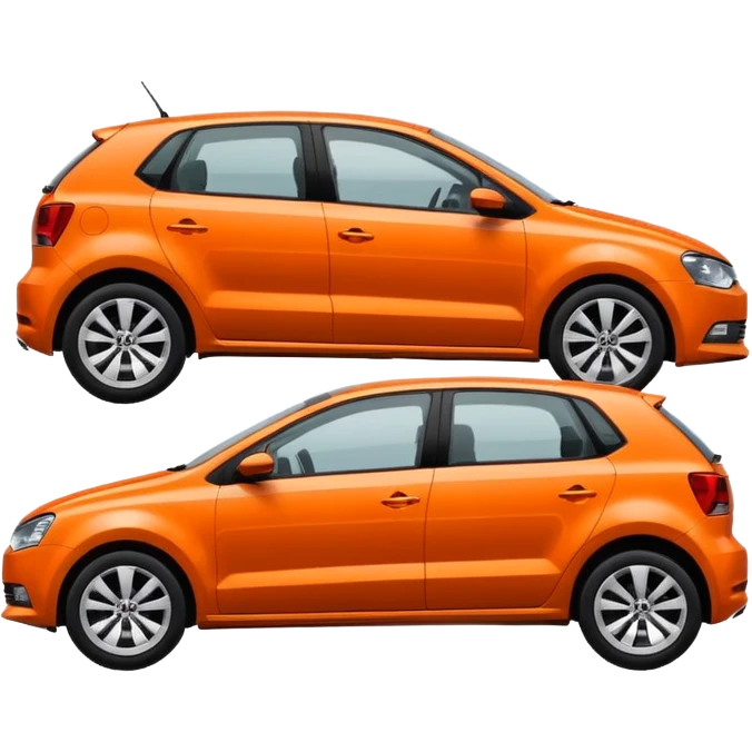 orange car, like volkswagen polo, side view emoji