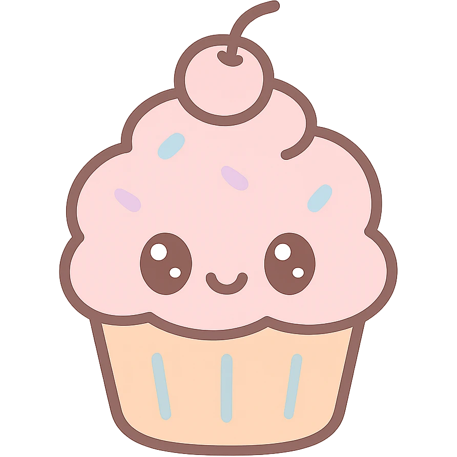 cute cupcake, kawaii style emoji