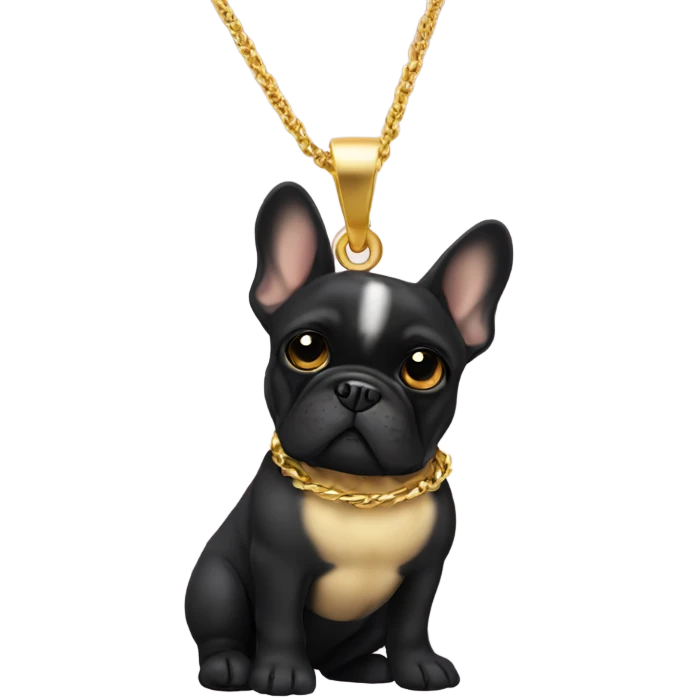 Black French bulldog gold chain emoji
