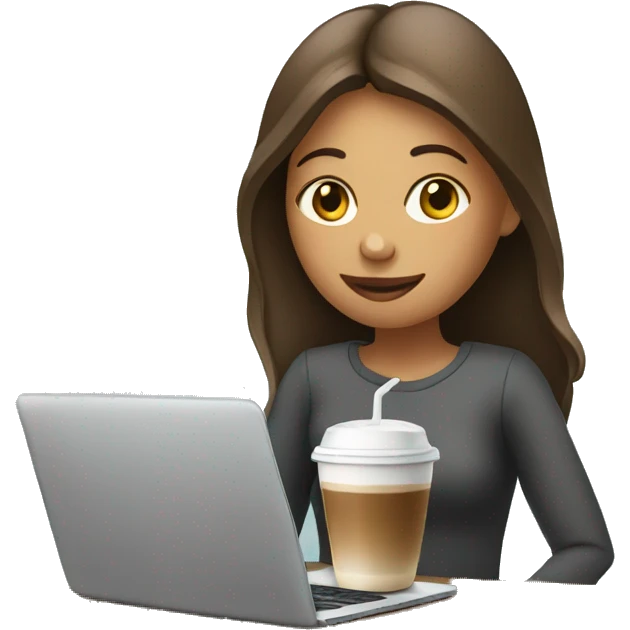Girl with laptop and cold coffee  emoji