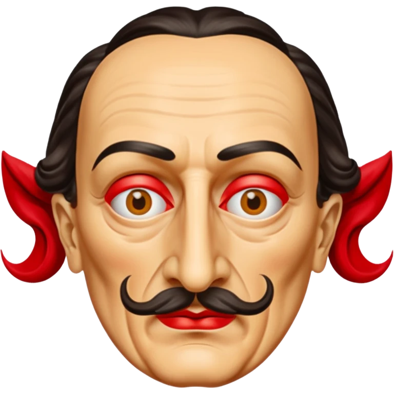 Faites-moi un masque de Salvador Dali d'une manière réaliste, la même série que La Casa de Bapel, et faites-le paraître comme s'il portait du rouge Sans lunettes emoji