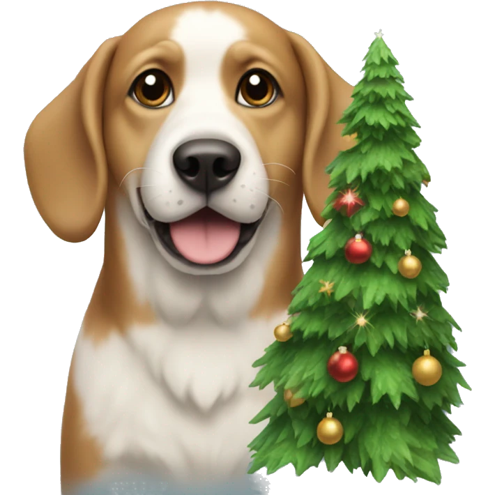 Christmas tree with a dog  emoji