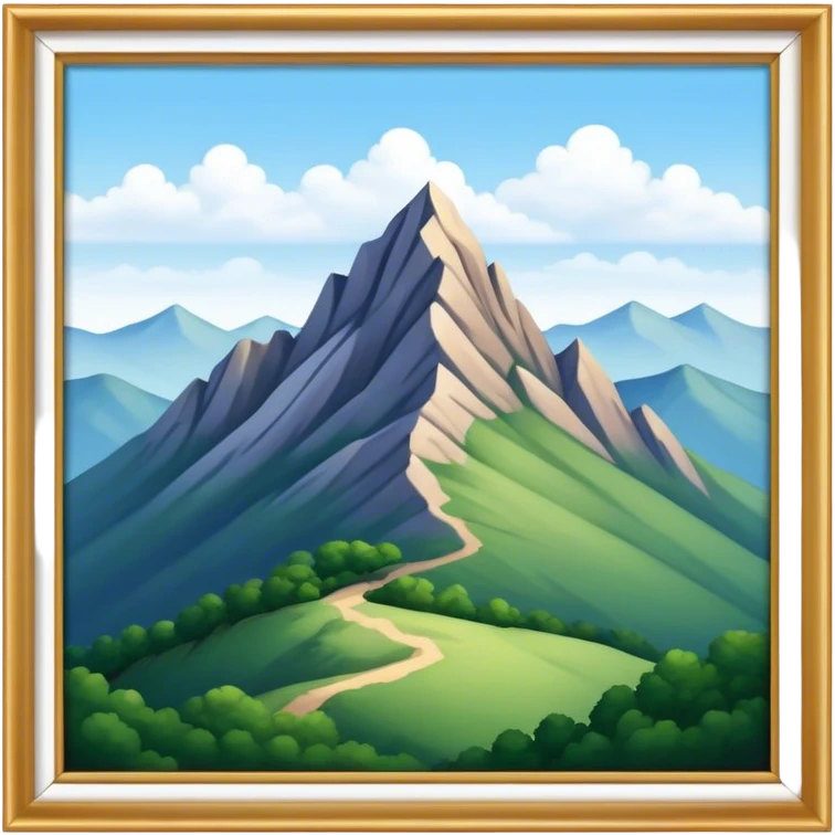 A high point or top of a hill or mountain, offering a clear view of the area below emoji