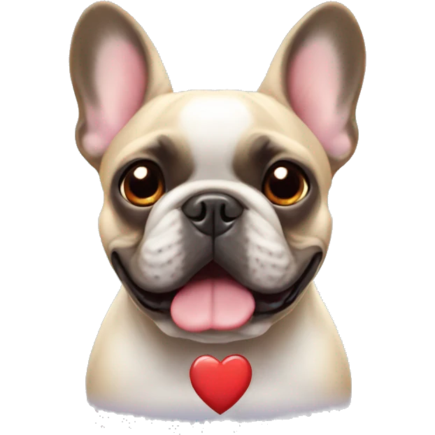french bulldog with heart eyes emoji
