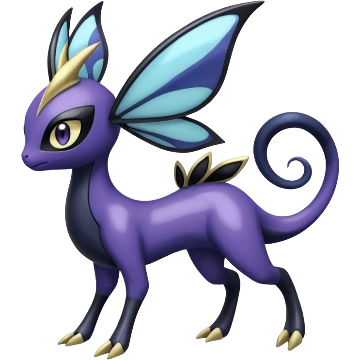 Shiny glossy melanistic oily Meloetta-Giratina-Noibat-Pokémon-Fakémon-fusion-hybrid-creature emoji
