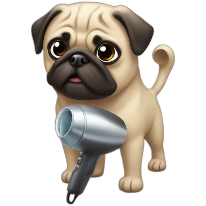 pug hair dryer emoji