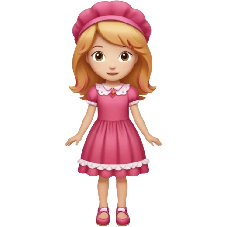 pretty and cute realistic modern day cartoon character strawberry shortcake full body emoji