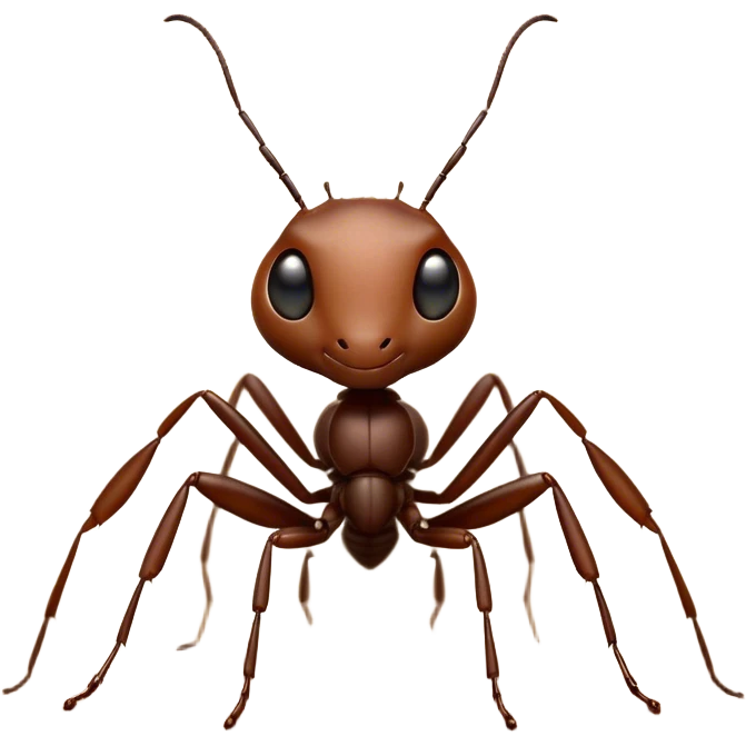 Cinematic Industrious Ant Portrait Emoji, Poised and diligent, with a tiny, meticulously detailed body in earthy tones, sharp, observant eyes and agile limbs, Simplified yet precise and sophisticated features, highly detailed, glowing with a soft, natural luminescence, high shine, intelligent and determined, stylized with an air of hardworking resilience, focused and alert, soft glowing outline, capturing the essence of a watchful ant that appears ready to march out of the screen with effortless precision! emoji