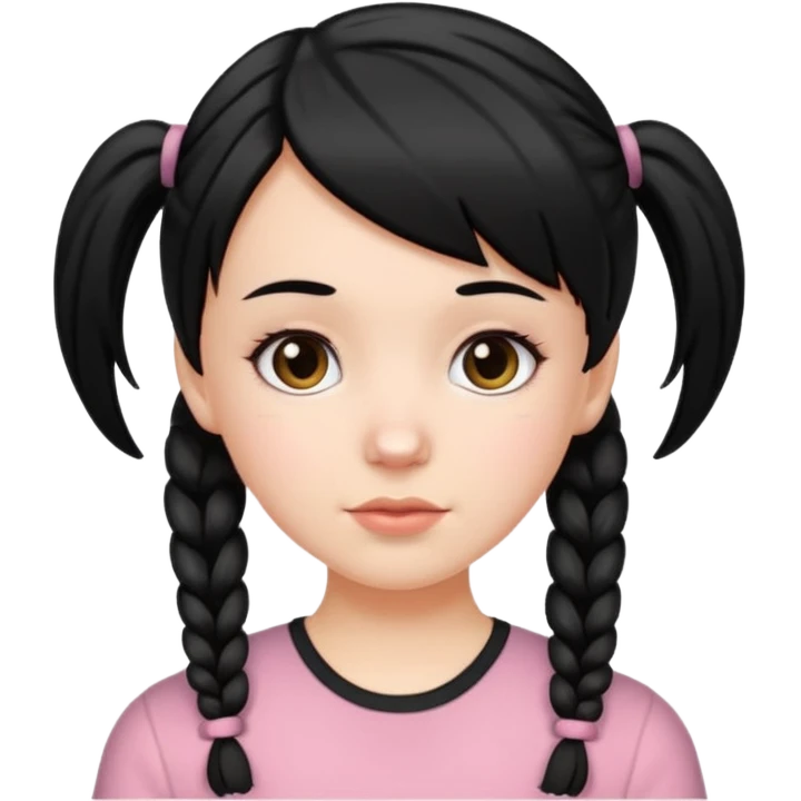 white girl with pig tails haircut black emoji