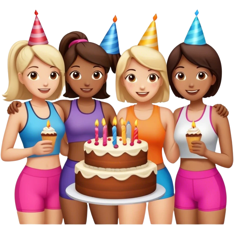 Exercise ladies celebrating birthday emoji