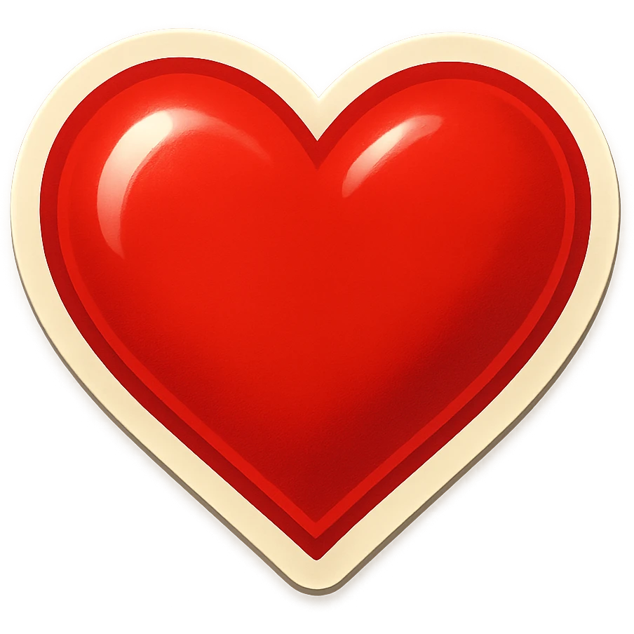 red heart, retro sticker style, bold and playful emoji
