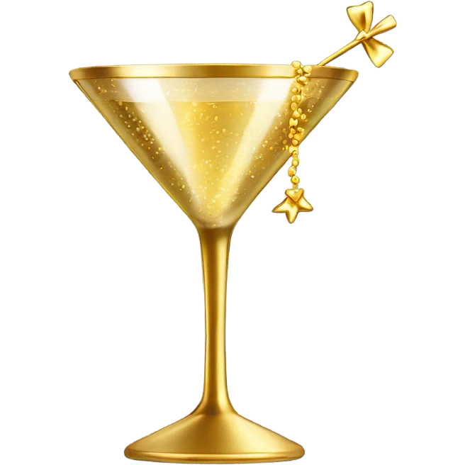 gold rimmed martini glass with tiny gold bows emoji