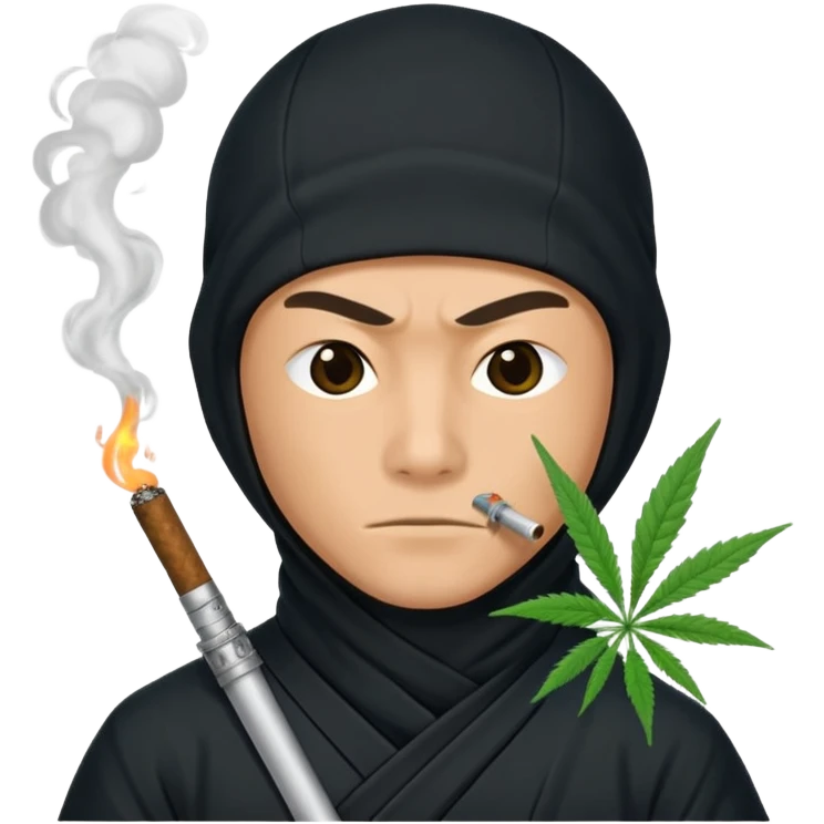 A ninja smoking marijuana. emoji